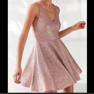 Shimmery mauve and gold skater dress